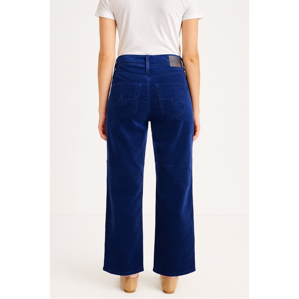 AG Adriano Goldschmied Etta High Waisted Wide Leg Crop velvet Pants Size 26 Blue - Picture 2 of 10